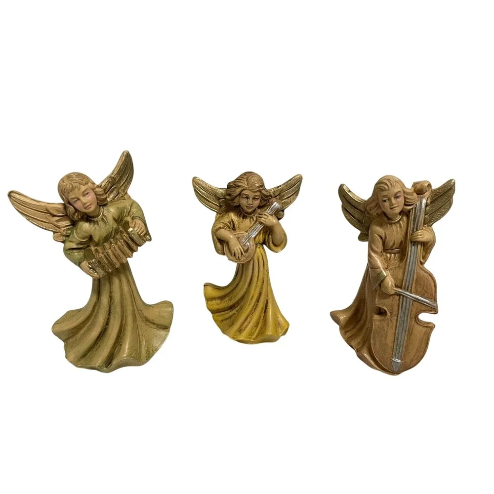 Set of‎ 3 Vintage Italy Euromarchi? Resin Musical Angels 4